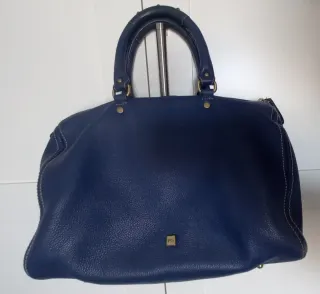 Bolso Piel Purificación Garcia, Azul. Como nuevo