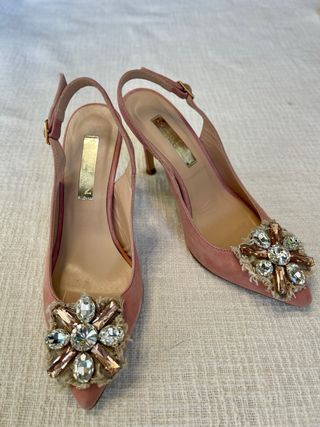 Zapatos Marian Tacon Bajo Pedreria Rosas