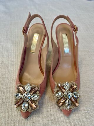 Zapatos Marian Tacon Bajo Pedreria Rosas