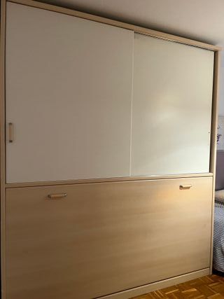 Armario cama abatible 90cm beige/blanco