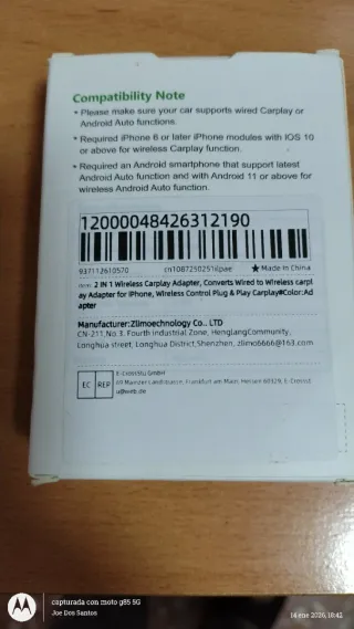 Adaptador CarPlay Inalámbrico Pionray