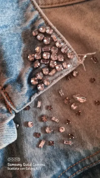 Giubbotto Jeans Donna con Perline