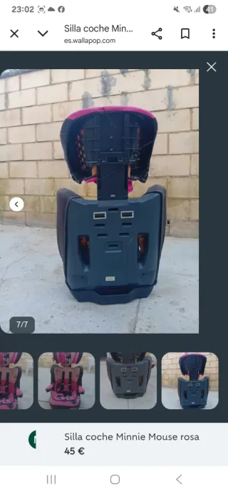 Silla coche Minnie Mouse rosa