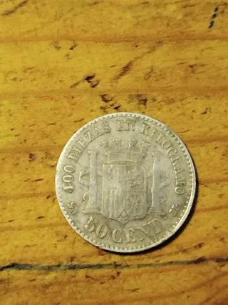 Moneda 50 céntimos Gobierno 1869 Plata