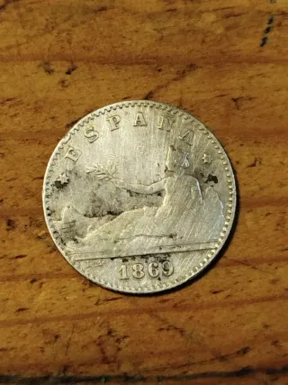 Moneda 50 céntimos Gobierno 1869 Plata