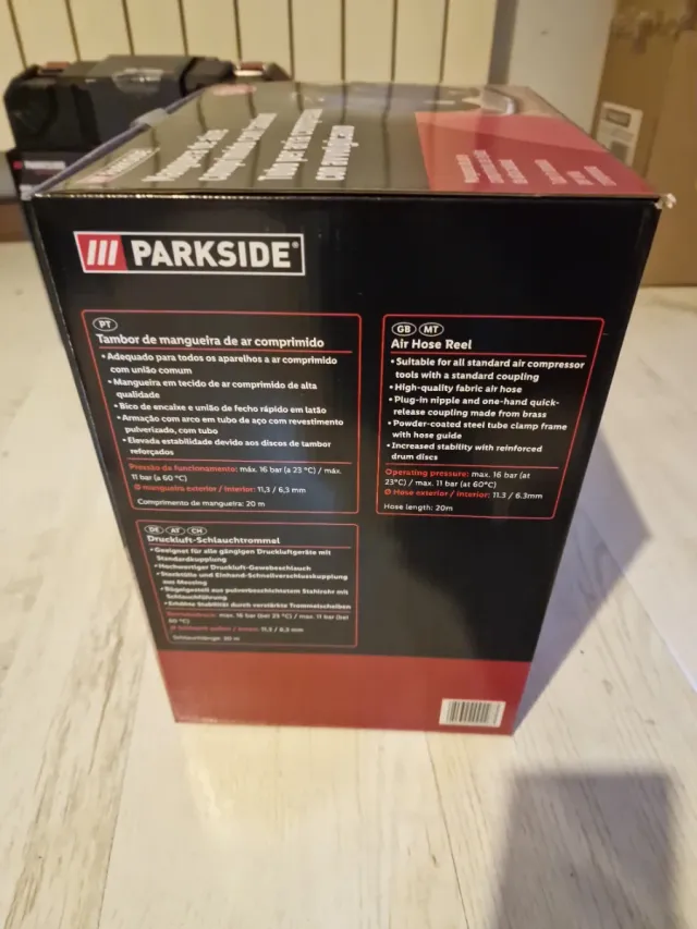 Manguera aire comprimido con tambor Parkside