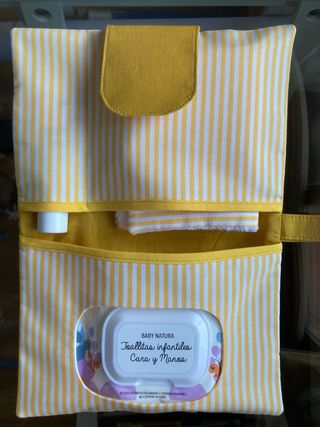 Bolso cambiador portátil rayas amarillo