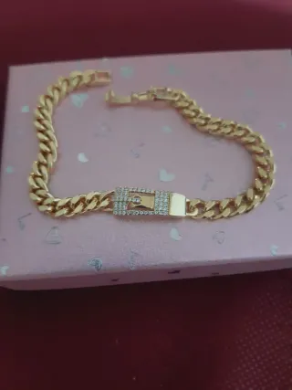 Pulsera Cubana 18.5cm Bañada en Oro