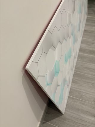 Cabecero PVC Hexagonal Teal y Blanco