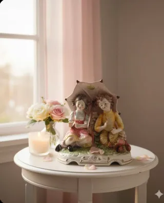 Figura Capodimonte Niños Sombrilla Ref 001