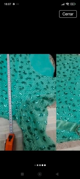 Vestido verde agua con lentejuelas y lazo