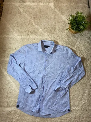 Camisa Celio Azul Estampada Manga Larga Talla L
