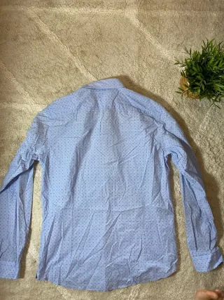 Camisa Celio Azul Estampada Manga Larga Talla L