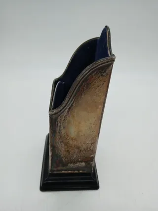 Portapenne Argento 800 con Base Legno