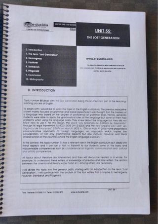 Temario Educalia Oposiciones Ingles secundaria