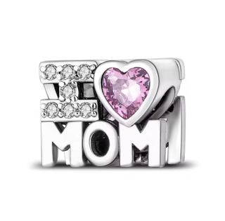 NUEVO Charm Corazón Rosa I Love Mom Plata 925