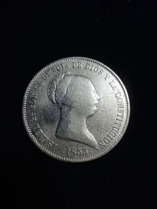 Moneda Isabel II 20 Reales 1855 Plata