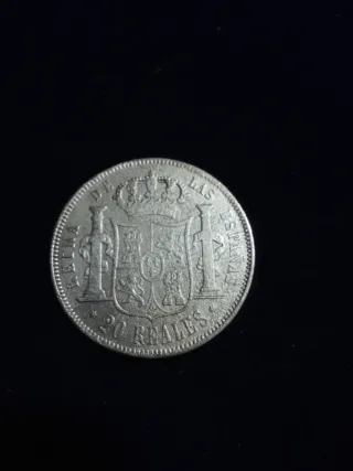 Moneda Isabel II 20 Reales 1855 Plata