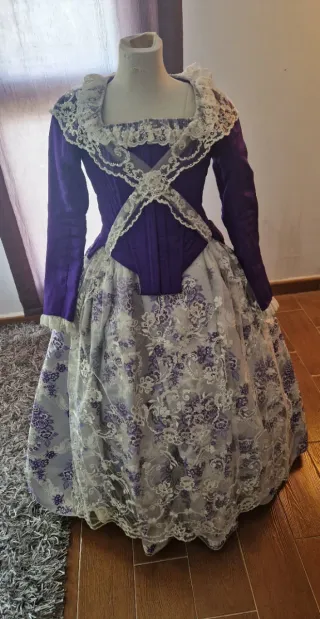 Traje Fallera Niña Morado y plata