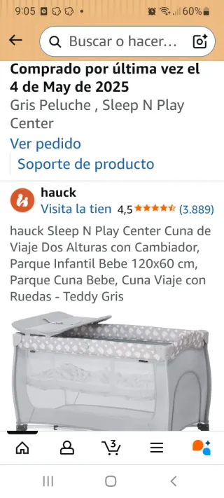 Cuna plegable bebé con colchón viscolastico