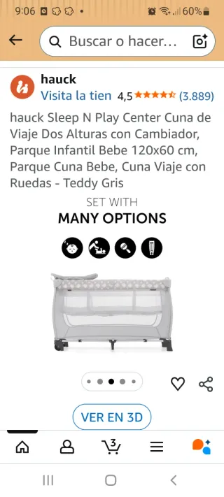 Cuna plegable bebé con colchón viscolastico