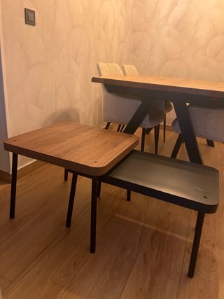 Tavoli da centro impilabili in legno e metallo