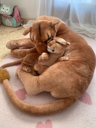 Peluche León con Bebé Alta Calidad Grande!