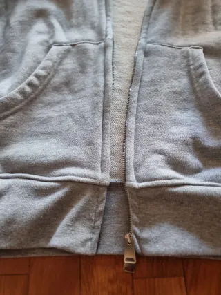 Sudadera gris con capucha y cremallera