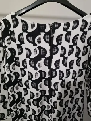 Abito donna fantasia geometrica bianco/nero tg uni