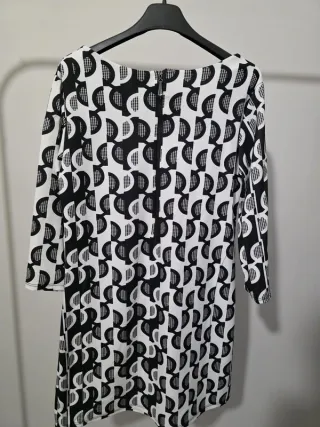 Abito donna fantasia geometrica bianco/nero tg uni