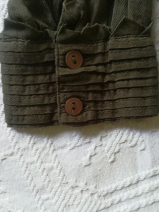 Vestido verde M bordado con bolsillos