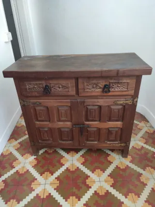 Mueble antiguo madera y metal ESTE PCIO SOLO HOY