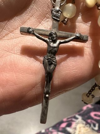 Rosario antiguo de nácar y plata