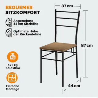 Mesa y 4 Sillas Comedor Madera y Metal micro