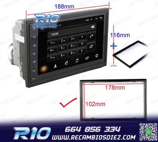 RADIO 9" GPS ANDROID 13 2DIN TÁCTIL BLUETOOTH USB SD