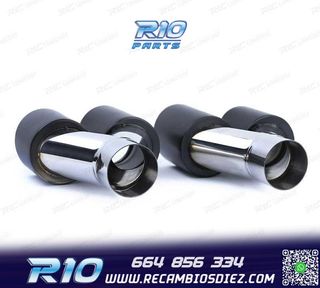 COLAS ESCAPE SALIDA DOBLE UNIVERSAL 2x 89MM ACERO INOX NEGRO