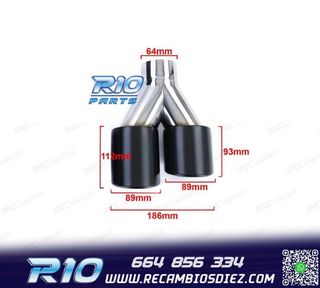 COLAS ESCAPE SALIDA DOBLE UNIVERSAL 2x 89MM ACERO INOX NEGRO