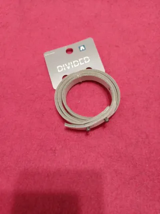 Pulsera de cuero gris/blanco