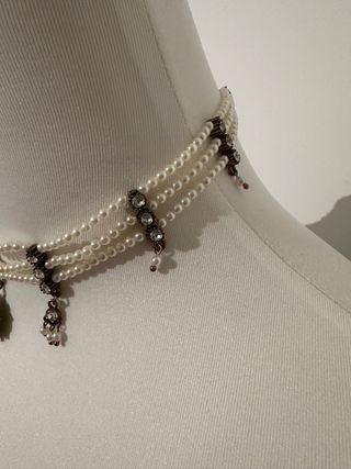 Gargantilla perlas y camafeo retro