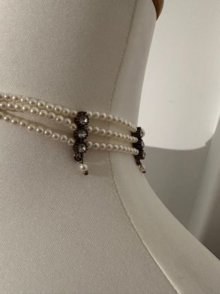 Gargantilla perlas y camafeo retro