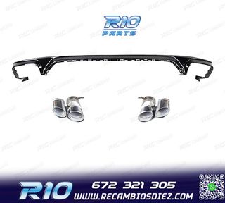 DIFUSOR AUDI Q8 19-23 LOOK SQ8 NEGRO + COLAS ESCAPE CROMO