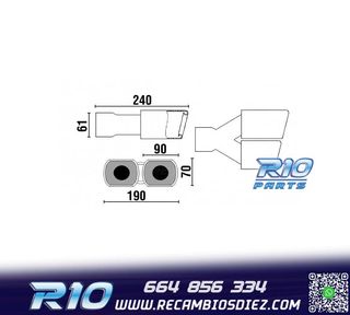 COLA ESCAPE DOBLE RECTANGULAR ACERO INOX