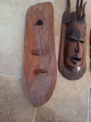 3 Maschere Tribali Legno Vintage