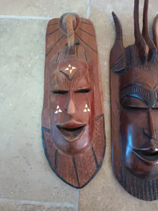 3 Maschere Tribali Legno Vintage