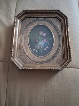 Quadro dipinto fiori oro