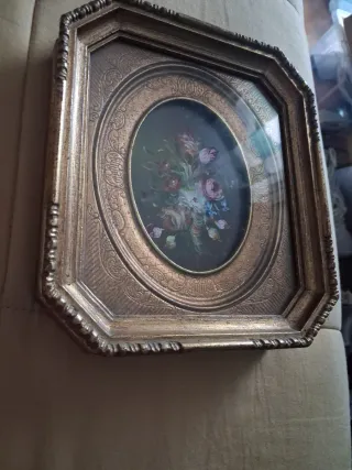 Quadro dipinto fiori oro