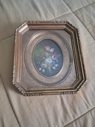 Quadro dipinto fiori oro