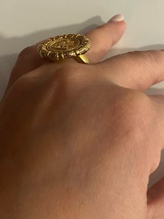 Anillo Acero Inoxidable Gallo Dorado