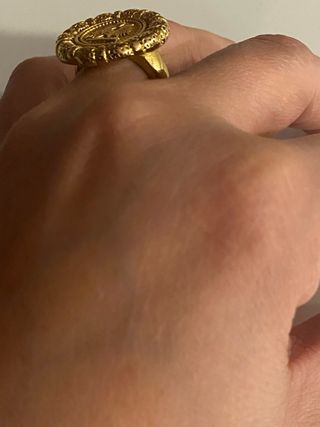 Anillo Acero Inoxidable Gallo Dorado