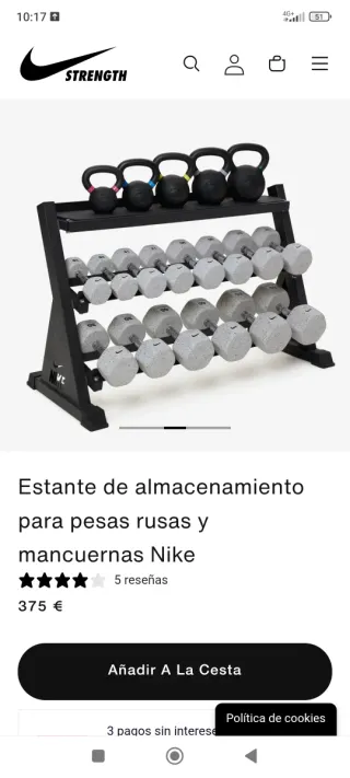 Estantería Nike Mancuernas y Kettelbells